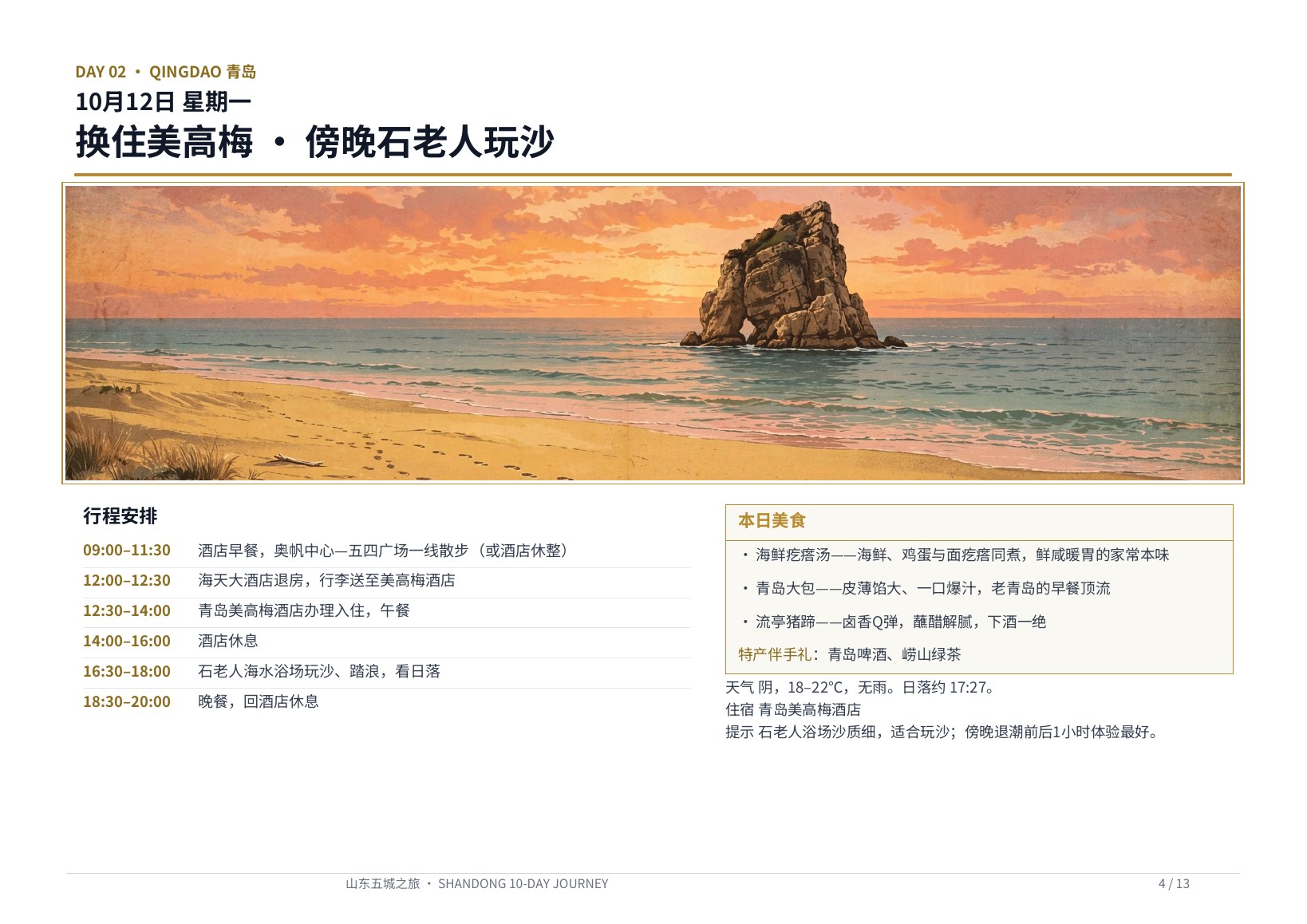 PPT 演示风格版 第4页 Day 2 · 青岛