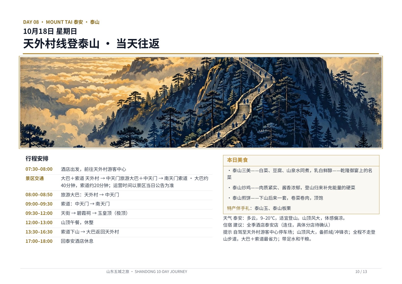 PPT 演示风格版 第10页 Day 8 · 泰山