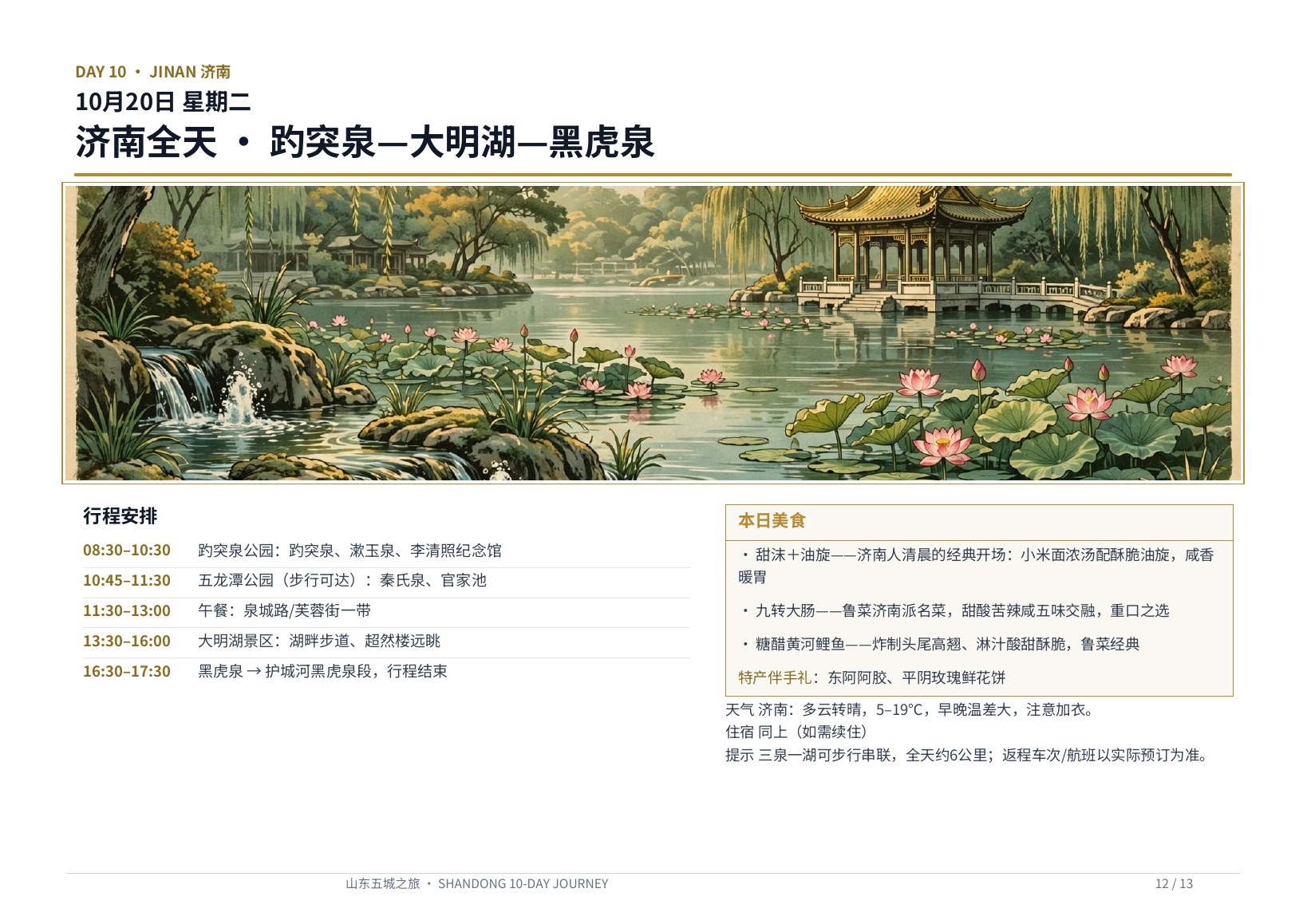 PPT 演示风格版 第12页 Day 10 · 济南